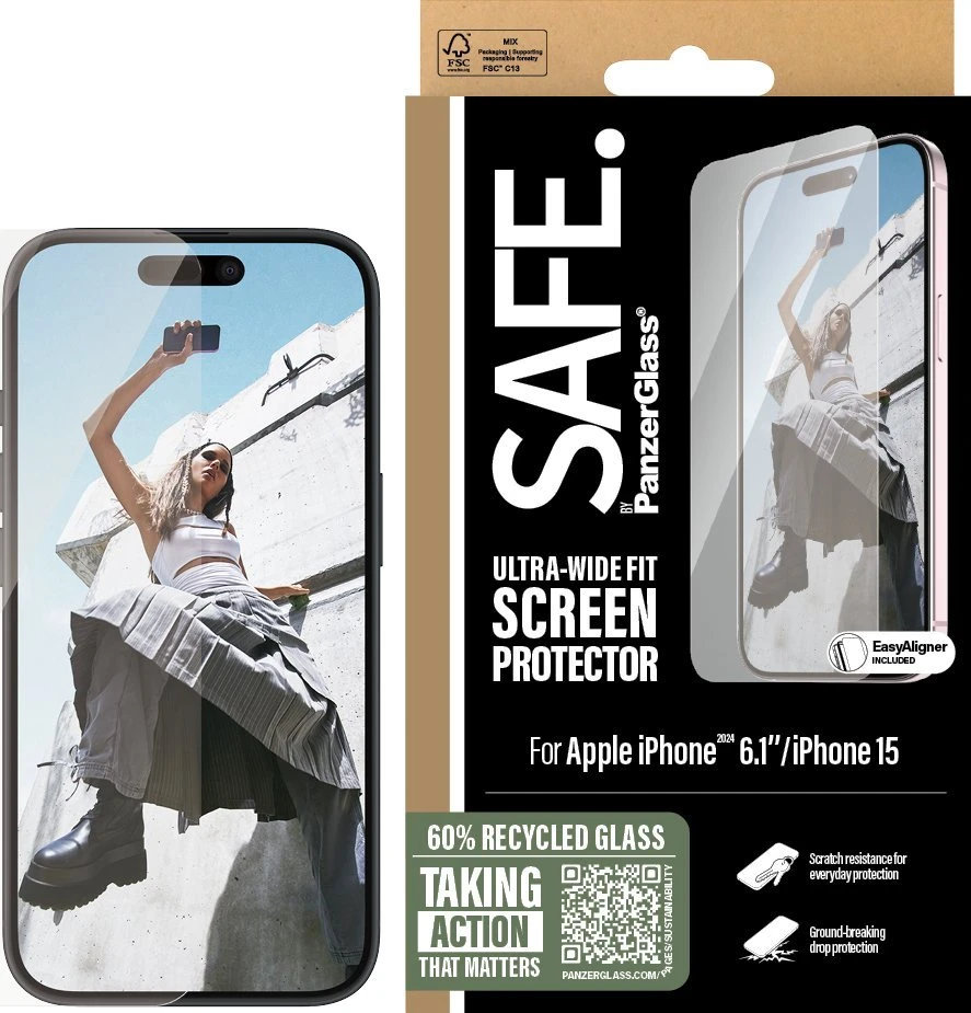 Panzer Glass PanzerGlass SAFE ekrano apsauga Apple iPhone 16, ypač platus (skaidrus)