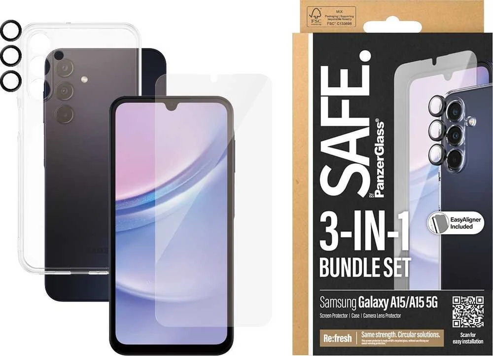 Panzer Glass „PanzerGlass SAFE.“ – „PanzerGlass 3-in-1“ – „Samsung A15“, „A15 5G“