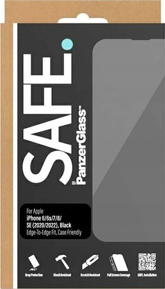 Panzer Glass SAFE. Apple iPhone 6/6s/7/8/SE 2020 Case Friendly, Juodas