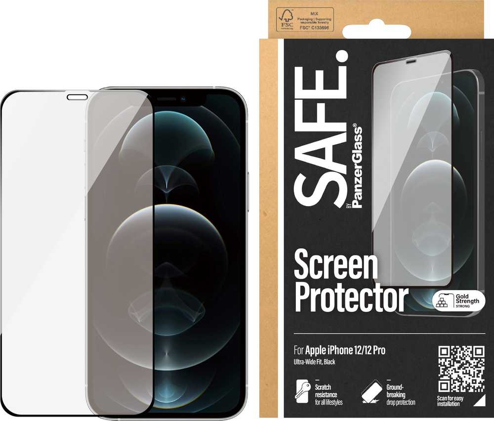 Panzer Glass SAFE. Naujas Apple iPhone 12 6.1'' Case Friendly, Juodas