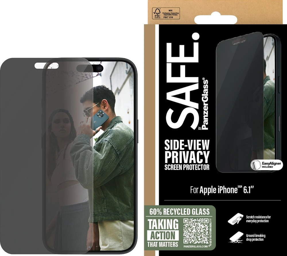 Panzer Glass PanzerGlass SAFE Privatumo ekrano apsauga Apple iPhone 16, ypač platus (skaidrus)
