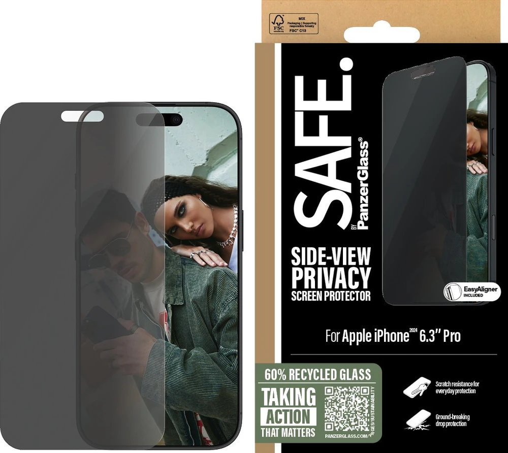 Panzer Glass PanzerGlass SAFE Privatumo ekrano apsauga Apple iPhone 16 Pro, ypač platus (skaidrus)
