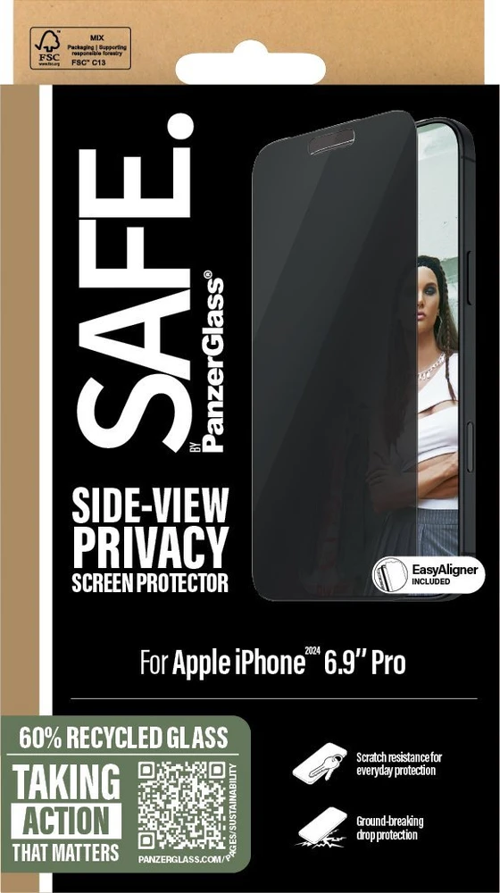 Panzer Glass PanzerGlass SAFE Privatumo ekrano apsauga Apple iPhone 16 Pro Max, ypač platus (skaidrus)