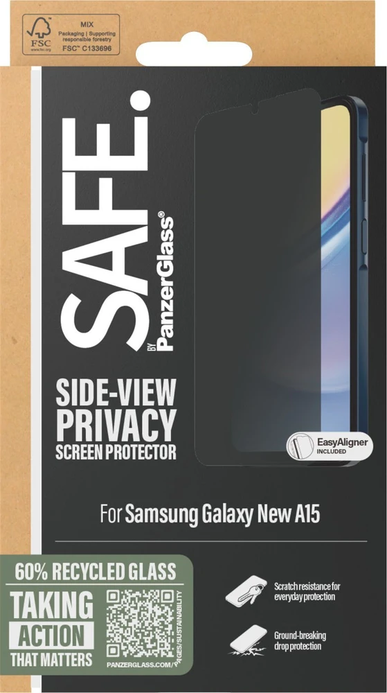 Panzer Glass SAFE iš PanzerGlass Ultra-Wide Fit Privacy Glass, skirtas Samsung Galaxy A16 / A16 5G