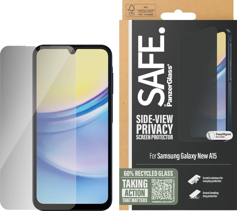 Panzer Glass SAFE iš PanzerGlass Ultra-Wide Fit Privacy Glass, skirtas Samsung Galaxy A16 / A16 5G