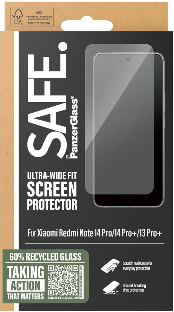 „Panzer Glass“ „PanzerGlass“ ekrano apsauga | „Xiaomi“ | „Redmi Note 14 Pro“, „14 Pro+“, „13 Pro+“ | Stiklas | Skaidrus | Itin platus tvirtinimas