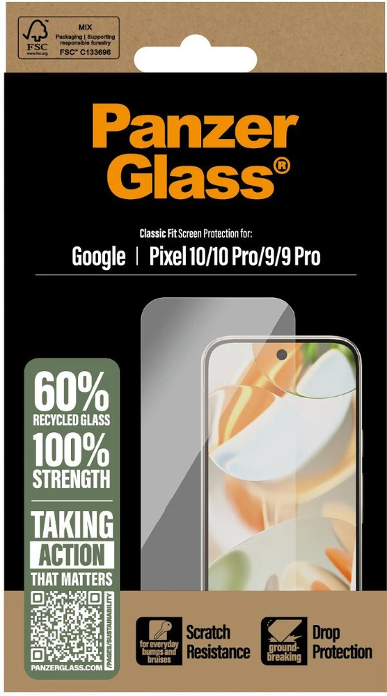 Panzer Glass „PanzerGlass“ – ekrano apsauga „Google Pixel 10“, „10 Pro“, „9“, „9 Pro“ – klasikinio pritaikymo