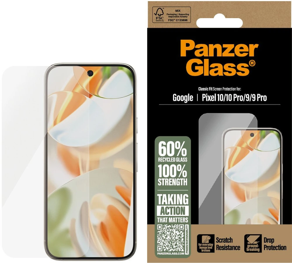 Panzer Glass „PanzerGlass“ – ekrano apsauga „Google Pixel 10“, „10 Pro“, „9“, „9 Pro“ – klasikinio pritaikymo