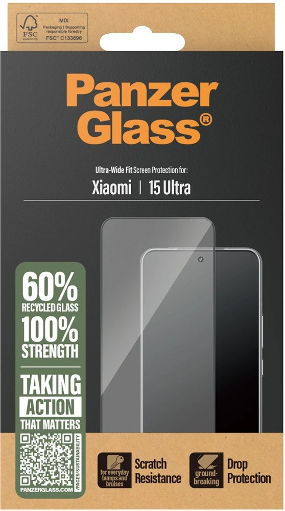Panzer Glass Apsauginis stiklas PanzerGlass Ultra-Wide Fit w. juodos spalvos Frame skirtas Xiaomi 15 Ultra
