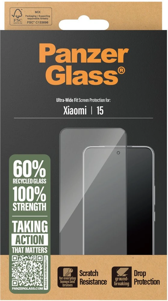 Panzer Glass Apsauginis stiklas PanzerGlass Ultra-Wide Fit w. juodos spalvos Frame skirtas Xiaomi 15