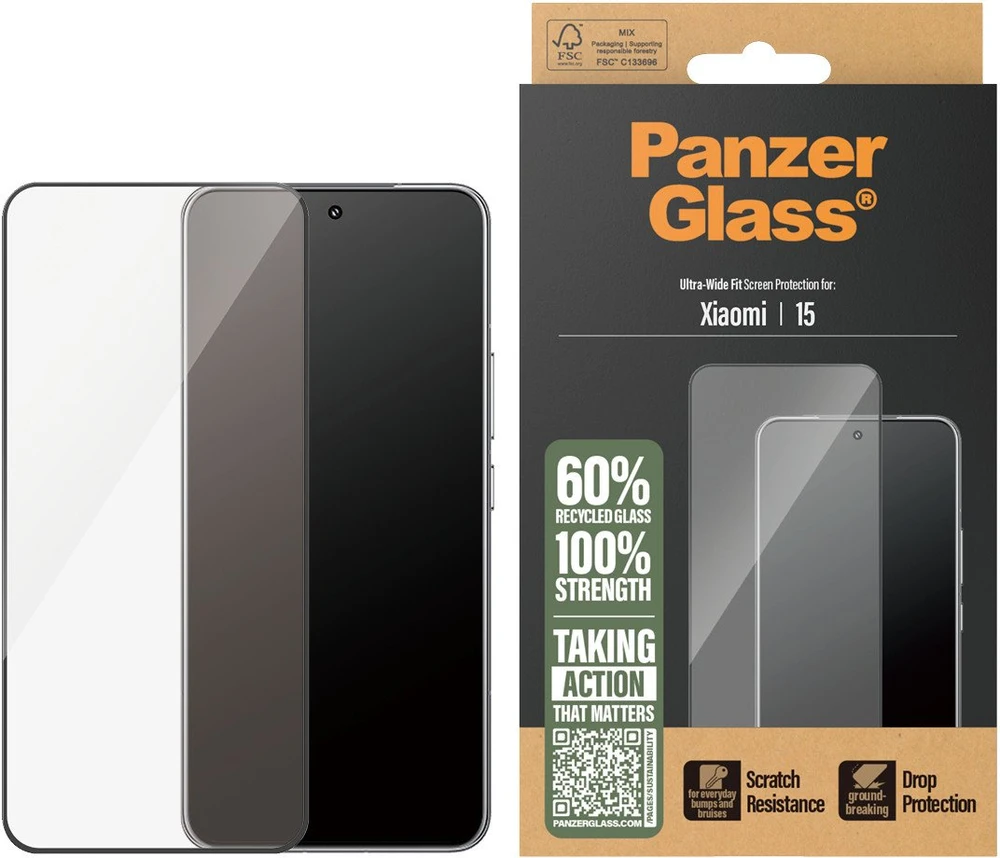 Panzer Glass Apsauginis stiklas PanzerGlass Ultra-Wide Fit w. juodos spalvos Frame skirtas Xiaomi 15