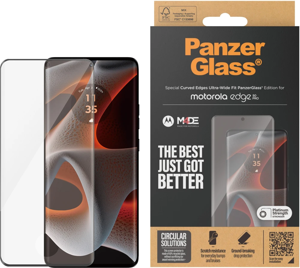 Panzer Glass Apsauginis stiklas PanzerGlass Ultra-Wide Fit skirtas Motorola Edge 50 Pro / 50 Ultra