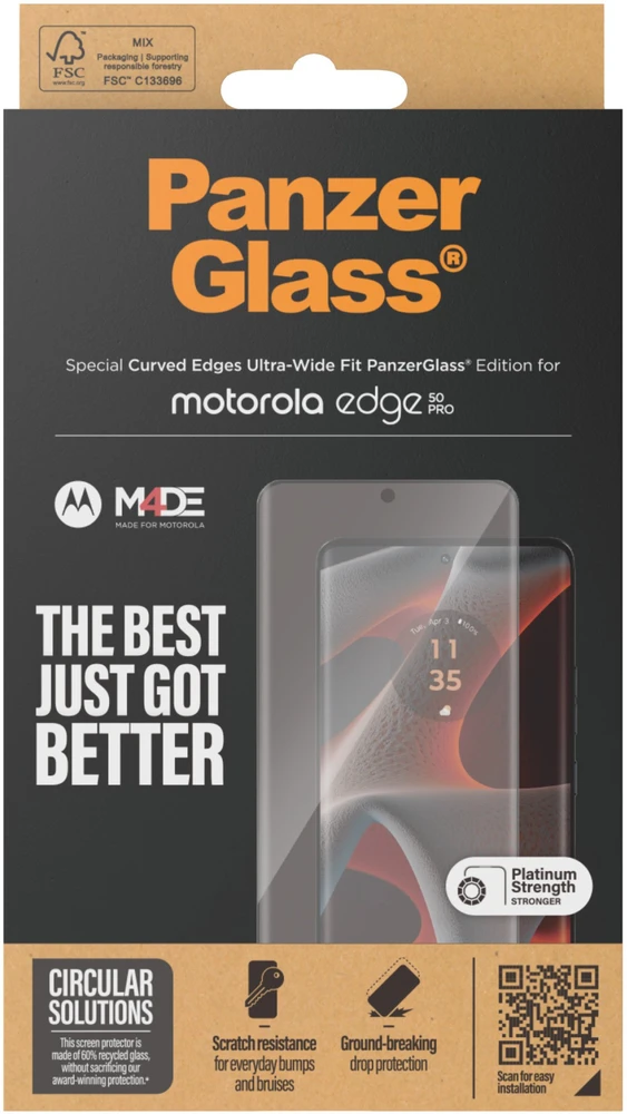 Panzer Glass Apsauginis stiklas PanzerGlass Ultra-Wide Fit skirtas Motorola Edge 50 Pro / 50 Ultra