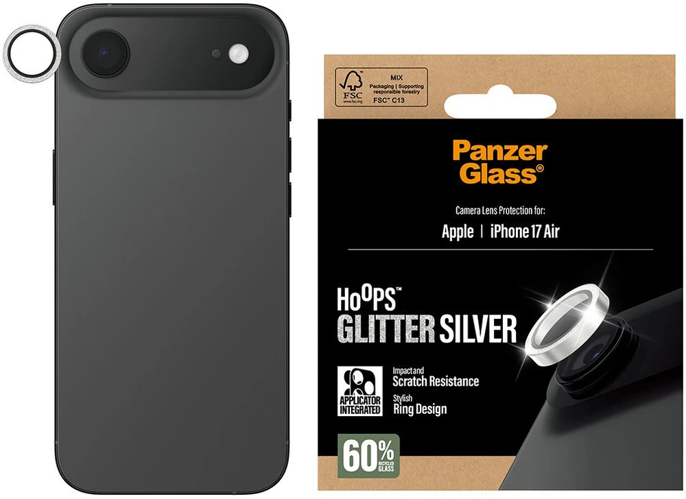 Panzer Glass Grūdintas stiklas na objektyvas PanzerGlass Hoops Glitter do iPhone Air sidabrinė