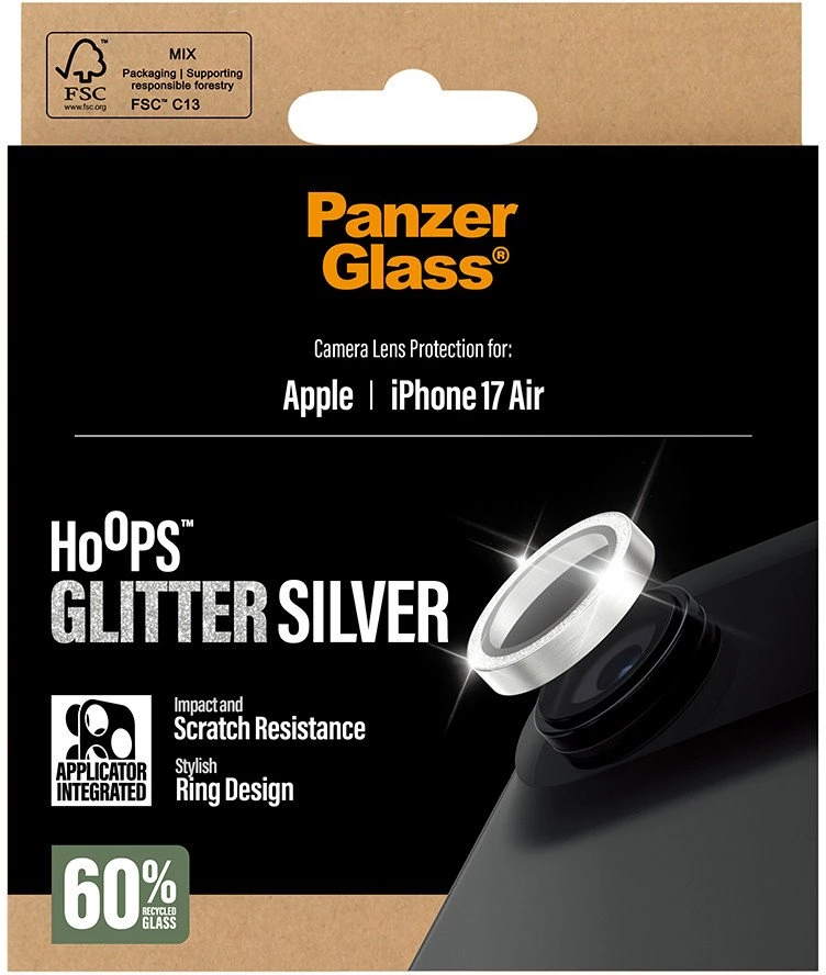 Panzer Glass Grūdintas stiklas na objektyvas PanzerGlass Hoops Glitter do iPhone Air sidabrinė