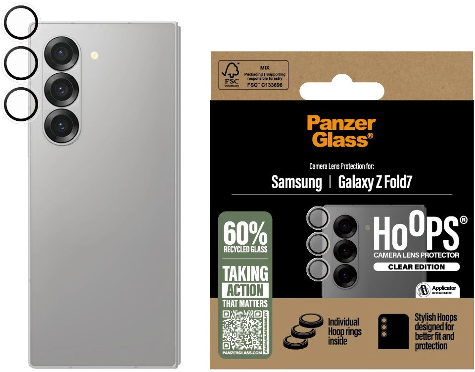 Panzer Glass Grūdinto stiklo objektyvo apsauga „PanzerGlass Hoops“, skirta „Samsung Galaxy Z Fold7“