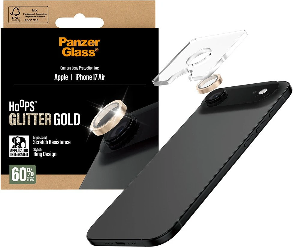 Panzer Glass Grūdintas stiklas na objektyvas PanzerGlass Hoops Glitter do iPhone Air auksinė