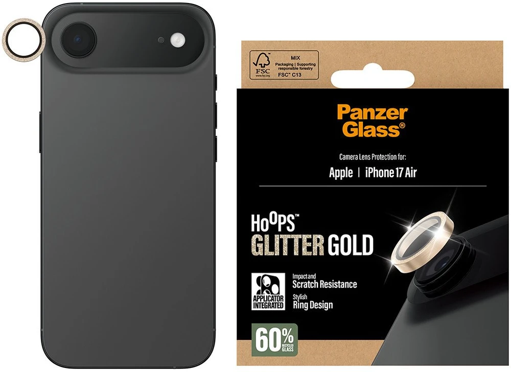 Panzer Glass Grūdintas stiklas na objektyvas PanzerGlass Hoops Glitter do iPhone Air auksinė