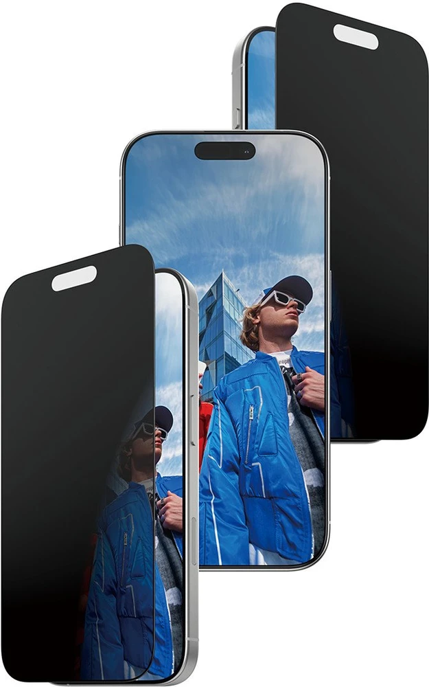 „Panzer Glass“ itin plataus pritaikymo „Fastfit“ privatumo stiklas, skirtas „iPhone 17 / 16 Pro“