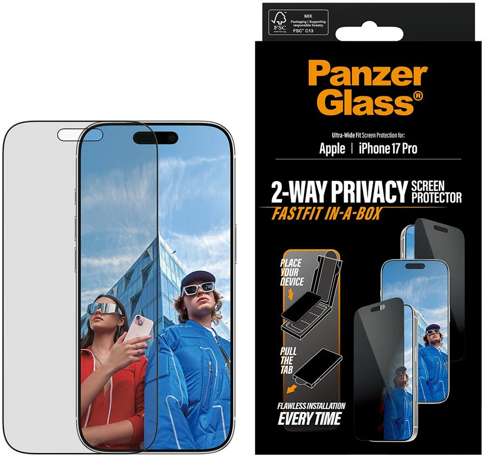 Panzer Glass PRIVACY SCREEN PROTECTOR W. BLA - PRO ULTRA-WIDE FIT W. FASTFIT IN