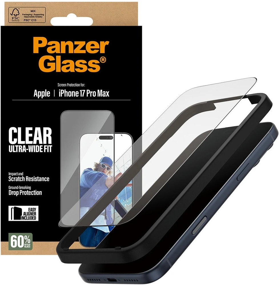Panzer Glass Grūdintas stiklas PanzerGlass Ultra-Wide Fit EasyAligner do iPhone 17 Pro Max