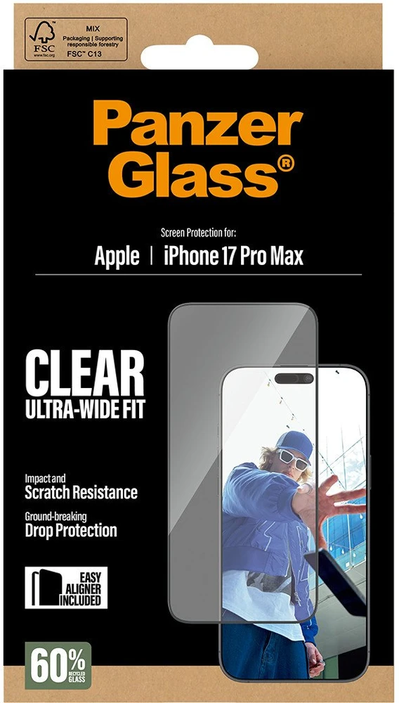 Panzer Glass Grūdintas stiklas PanzerGlass Ultra-Wide Fit EasyAligner do iPhone 17 Pro Max