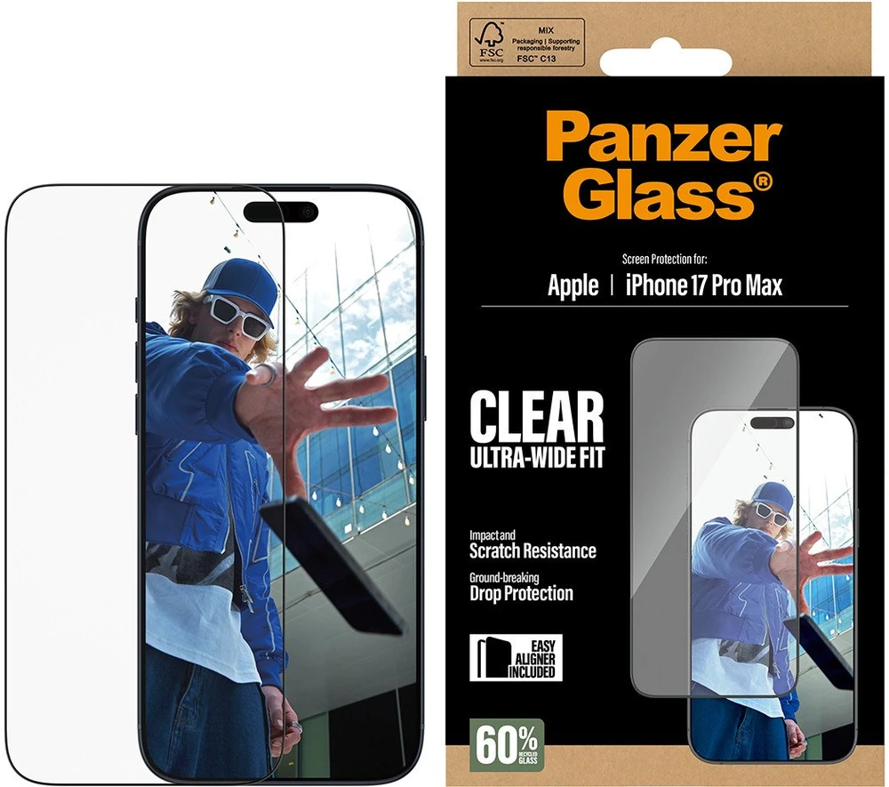 Panzer Glass Grūdintas stiklas PanzerGlass Ultra-Wide Fit EasyAligner do iPhone 17 Pro Max