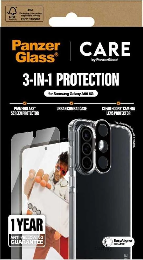 Panzer Glass Apsauginis rinkinys CARE by PanzerGlass Flagship 3in1 dėklas+apsauginis stiklas+kameros apsauga Samsung Galaxy A56 5G