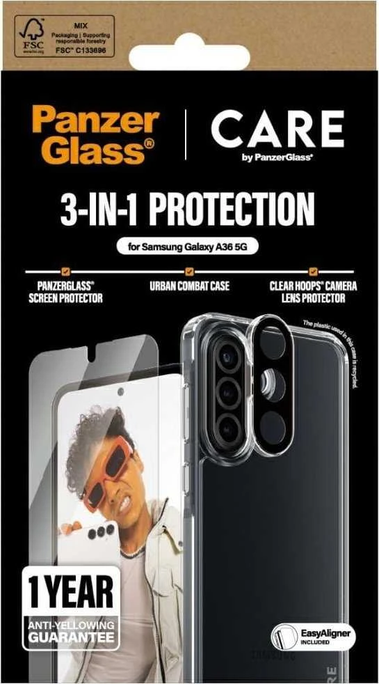 Panzer Glass Apsauginis rinkinys CARE by PanzerGlass Flagship 3in1 dėklas+apsauginis stiklas+kameros apsauga Samsung Galaxy A36 5G