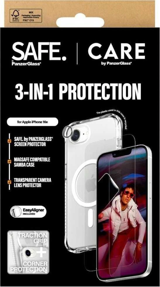 Panzer Glass Apsauginis rinkinys CARE by PanzerGlass Fashion 3in1 Dėklas+Ekrano apsauga+Objektyvo apsauga Apple iPhone 16e