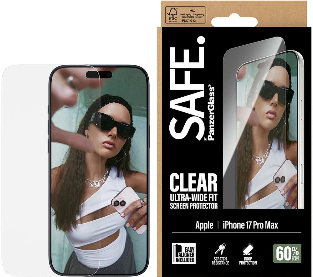 „Panzer Glass“ „PanzerGlass“ ekrano apsauga | „Apple“ | „iPhone 17 Pro Max“ | Skaidri | Itin plataus tvirtinimo su „EasyAligner“