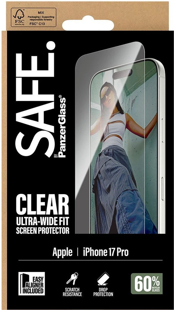 „Panzer Glass“ „PanzerGlass“ ekrano apsauga | „Apple“ | „iPhone 17 Pro“ | Skaidri | Itin plataus kampo su „EasyAligner“