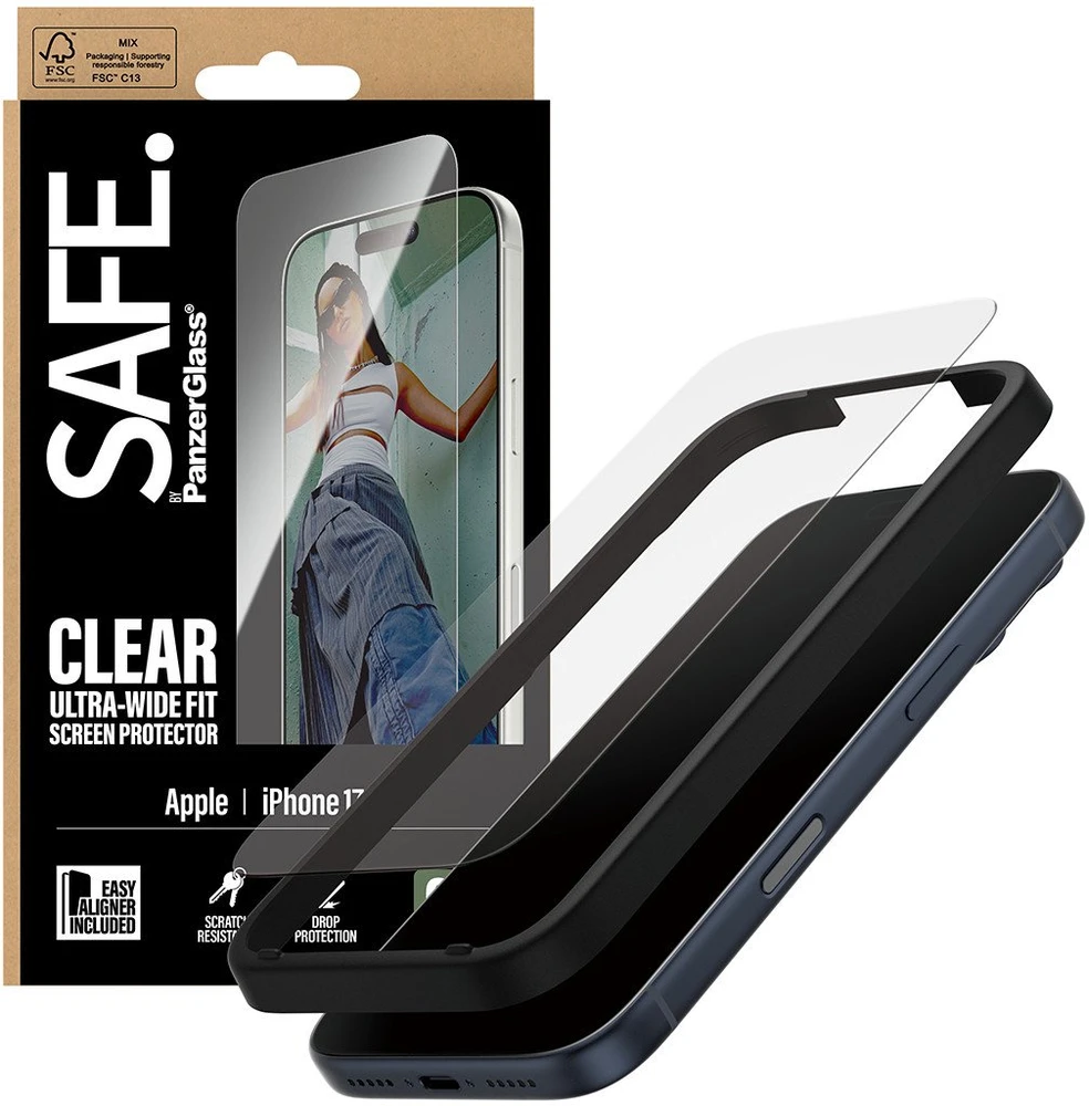„Panzer Glass“ „PanzerGlass“ ekrano apsauga | „Apple“ | „iPhone 17 Pro“ | Skaidri | Itin plataus kampo su „EasyAligner“