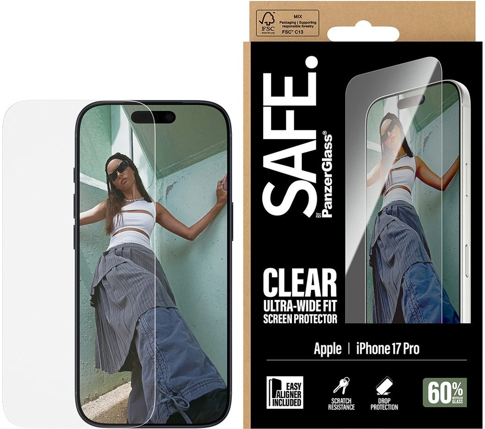 „Panzer Glass“ „PanzerGlass“ ekrano apsauga | „Apple“ | „iPhone 17 Pro“ | Skaidri | Itin plataus kampo su „EasyAligner“