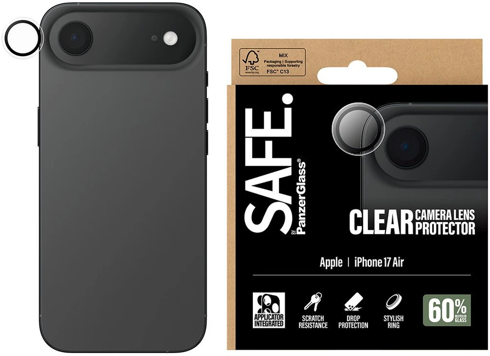 Panzer Glass „PanzerGlass“ – SAFE. Skaidrus fotoaparato objektyvo apsauginis dėklas – „iPhone Air“.