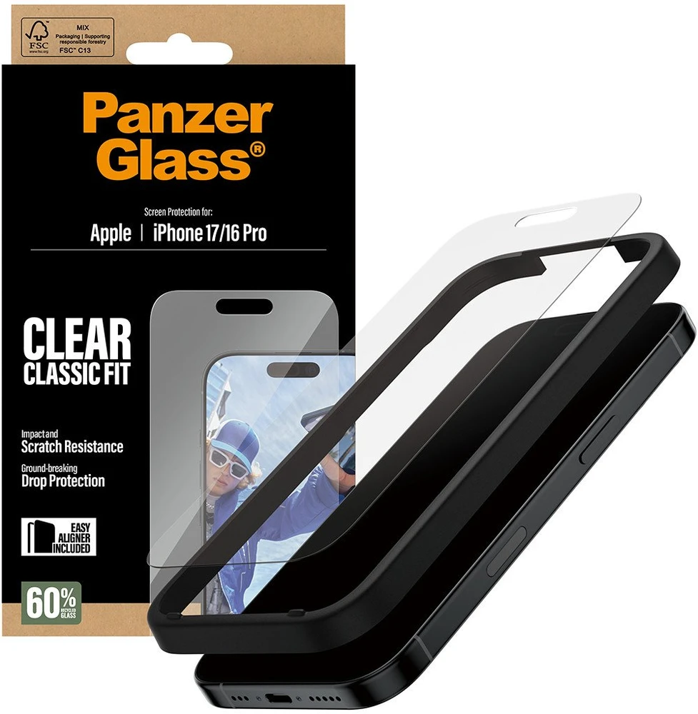 Panzer Glass Grūdintas stiklas PanzerGlass Classic Fit EasyAligner do iPhone 17 / 16 Pro