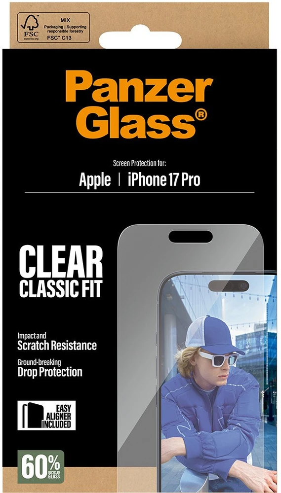 Panzer Glass Grūdintas stiklas PanzerGlass Classic Fit EasyAligner do iPhone 17 Pro