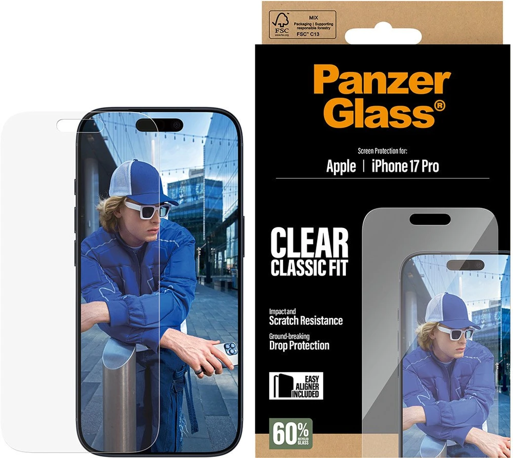 Panzer Glass Grūdintas stiklas PanzerGlass Classic Fit EasyAligner do iPhone 17 Pro