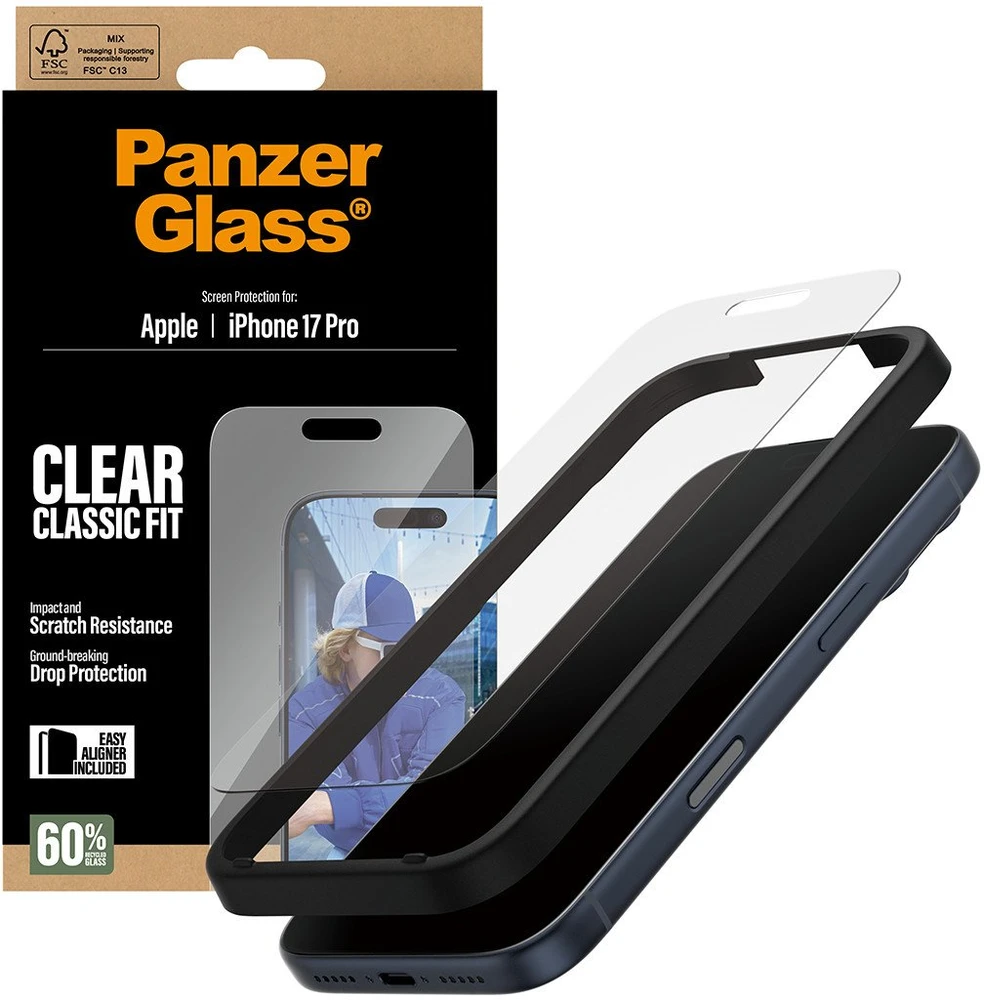 Panzer Glass Grūdintas stiklas PanzerGlass Classic Fit EasyAligner do iPhone 17 Pro