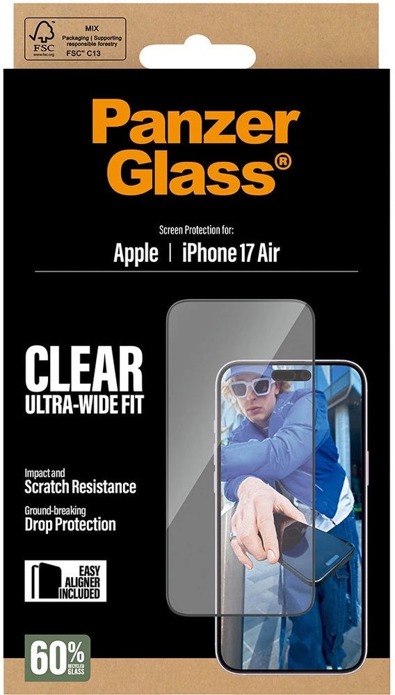 Panzer Glass „PanzerGlass“ ekrano apsauga | „Apple“ | „iPhone Air“ | Stiklas | Skaidrus | Itin plataus tvirtinimo su „EasyAligner“
