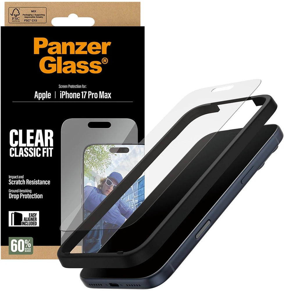 Panzer Glass Grūdintas stiklas PanzerGlass Classic Fit EasyAligner do iPhone 17 Pro Max