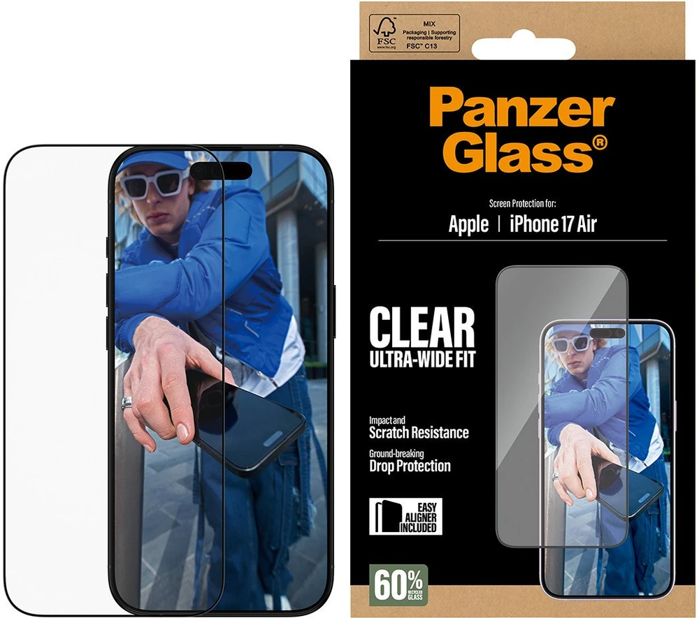 Panzer Glass „PanzerGlass“ ekrano apsauga | „Apple“ | „iPhone Air“ | Stiklas | Skaidrus | Itin plataus tvirtinimo su „EasyAligner“