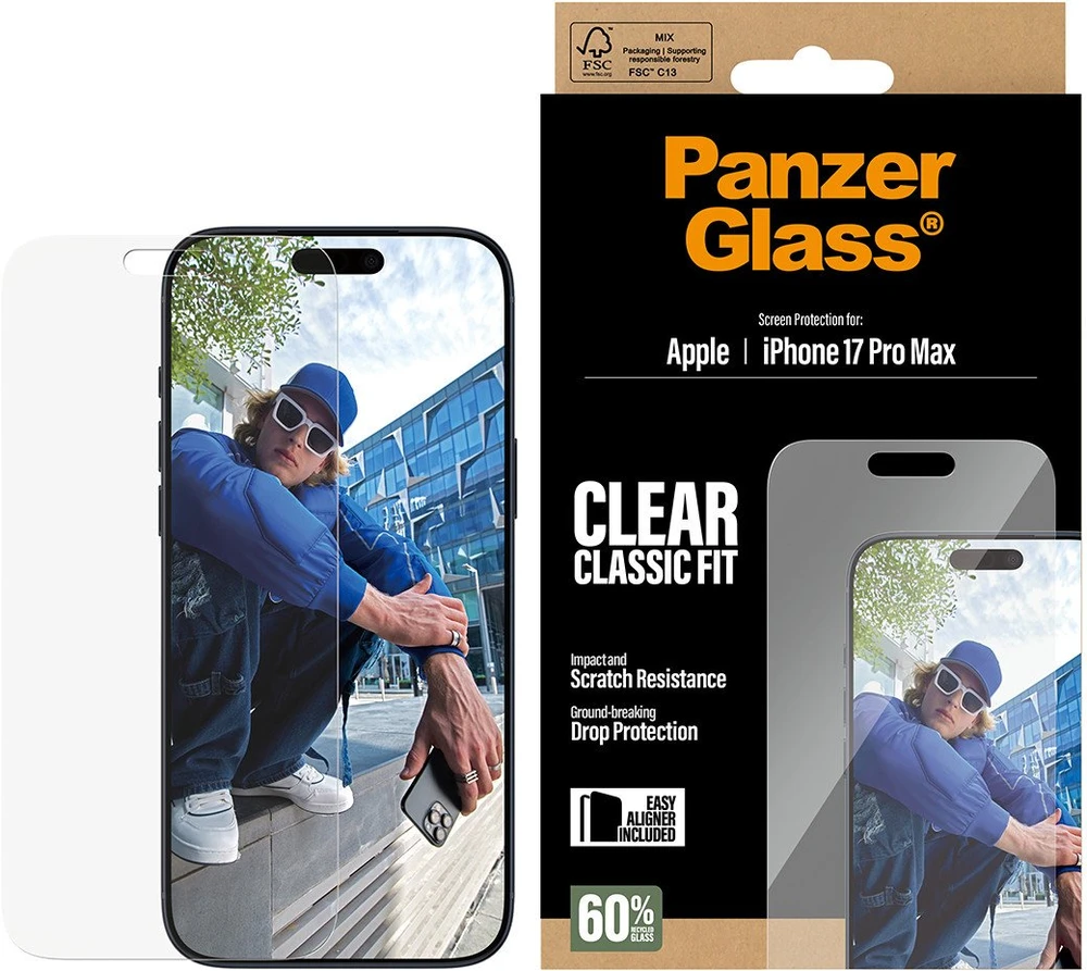 Panzer Glass Grūdintas stiklas PanzerGlass Classic Fit EasyAligner do iPhone 17 Pro Max