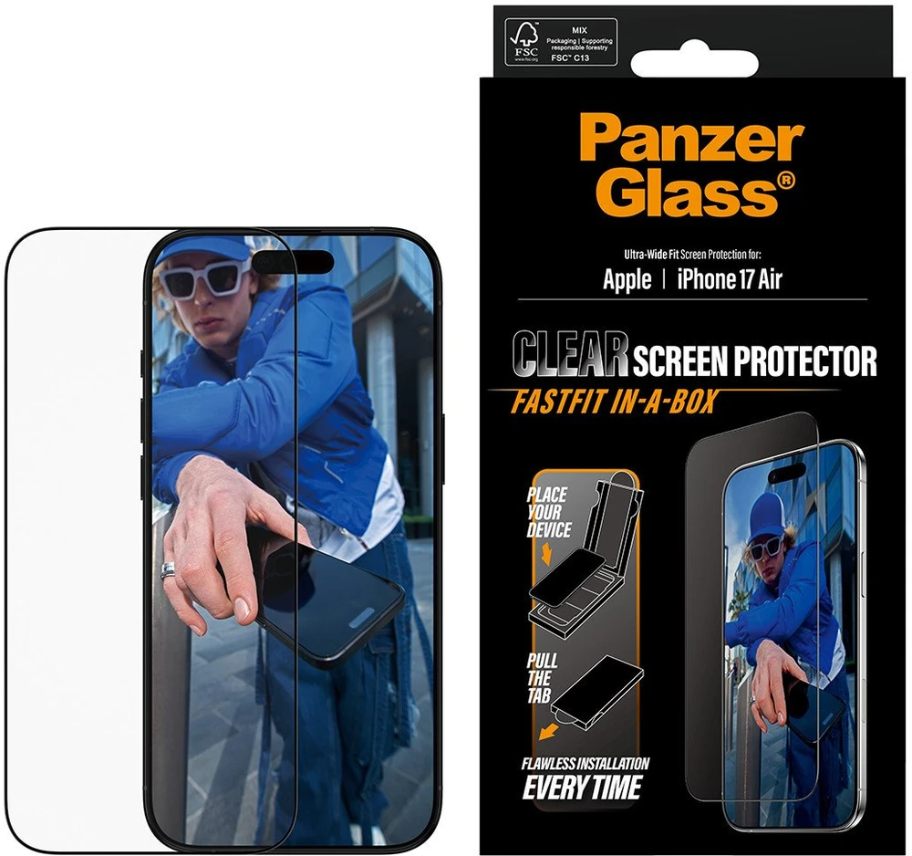 Panzer Glass Grūdintas stiklas PanzerGlass Ultra-Wide Fit Fastfit do iPhone Air