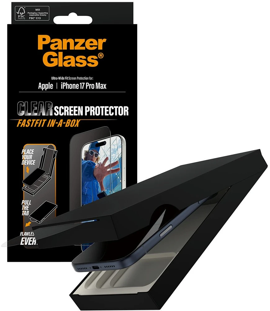 Panzer Glass Grūdintas stiklas PanzerGlass Ultra-Wide Fit Fastfit do iPhone 17 Pro Max