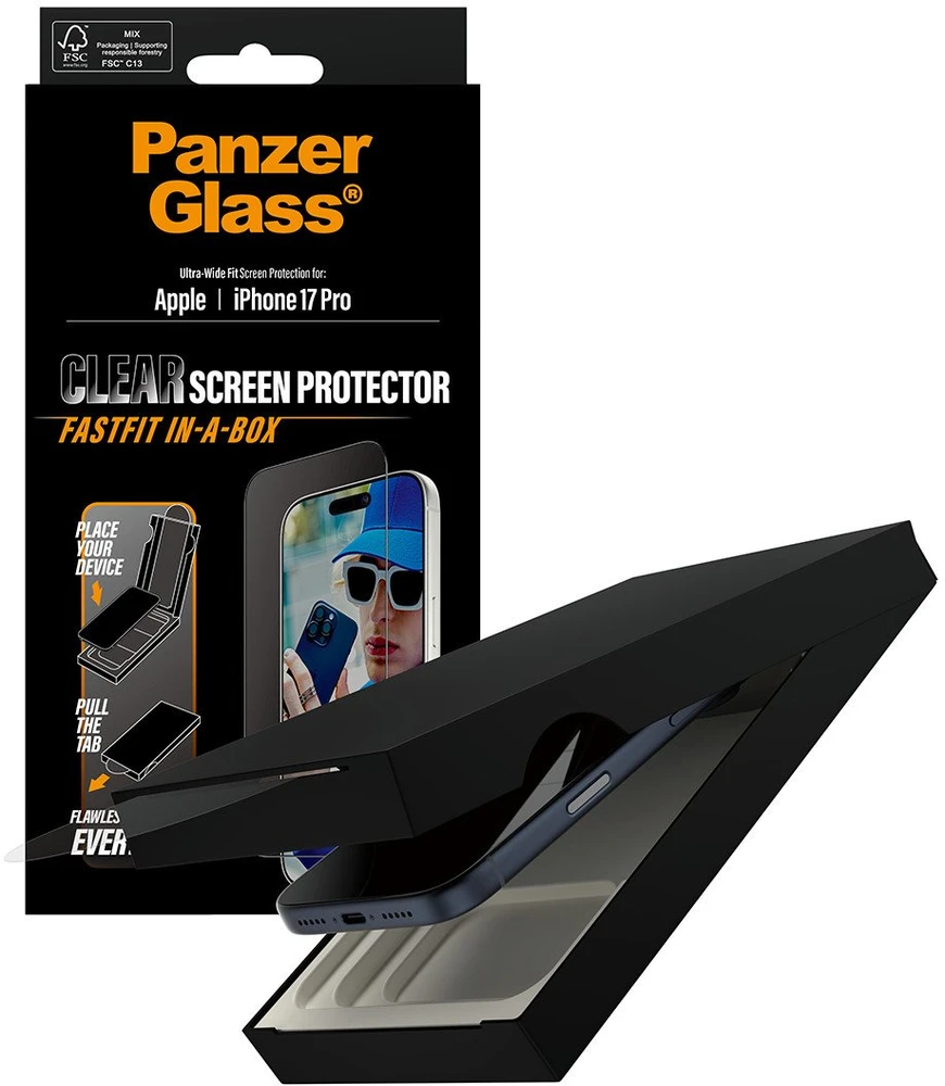 Panzer Glass Grūdintas stiklas PanzerGlass Ultra-Wide Fit Fastfit do iPhone 17 Pro