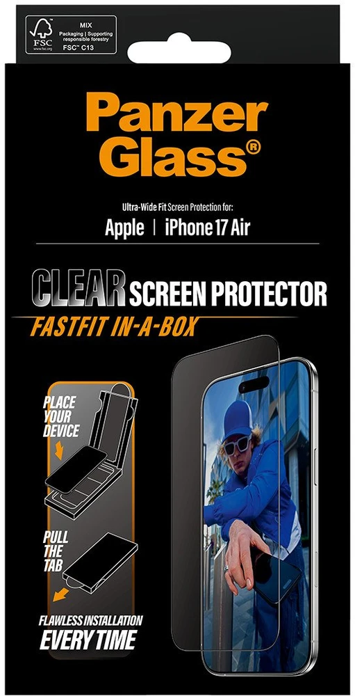 Panzer Glass Grūdintas stiklas PanzerGlass Ultra-Wide Fit Fastfit do iPhone Air