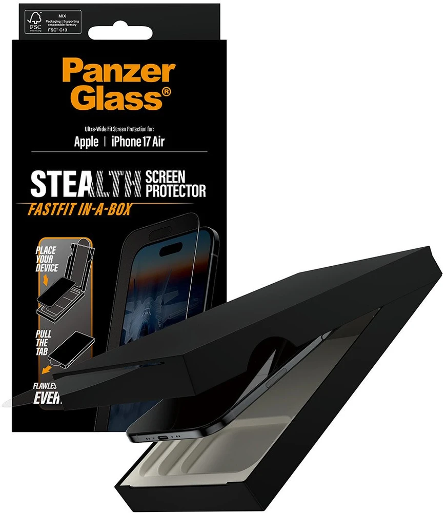 Panzer Glass Grūdintas stiklas PanzerGlass Stealth Ultra-Wide Fit Fastfit do iPhone Air