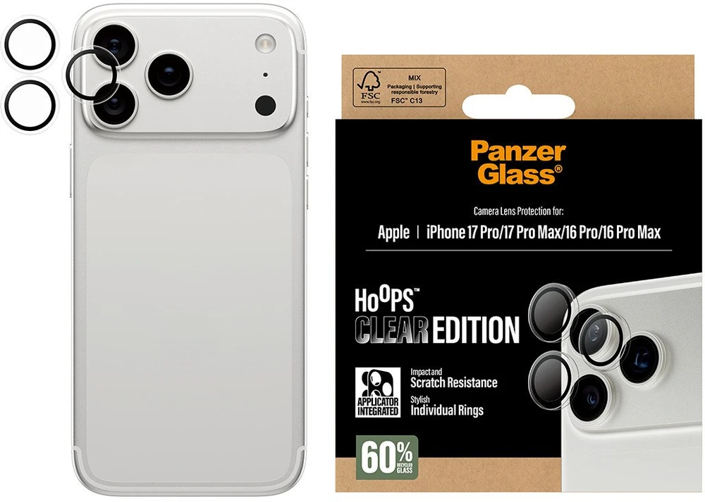 Panzer Glass Grūdintas stiklas na objektyvas PanzerGlass Hoops do iPhone 17 Pro / 17 Pro Max / 16 Pro / 16 Pro Max