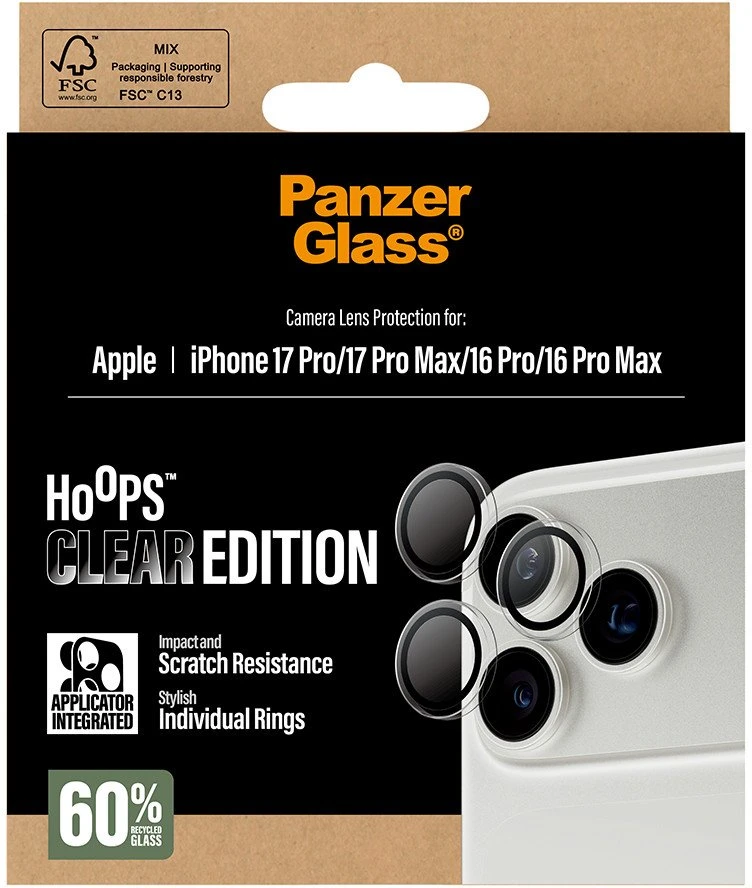 Panzer Glass Grūdintas stiklas na objektyvas PanzerGlass Hoops do iPhone 17 Pro / 17 Pro Max / 16 Pro / 16 Pro Max